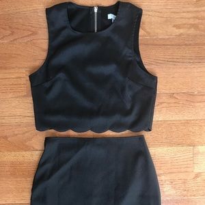 Tobi Black Scallop Two Piece Top & Skirt
